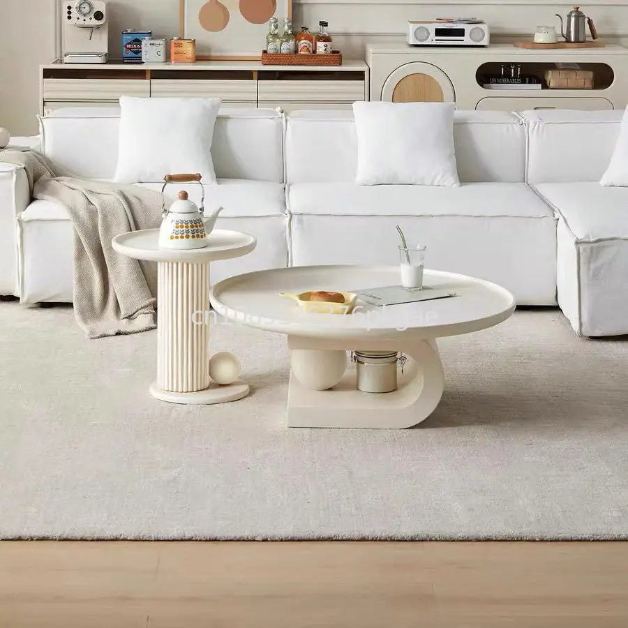 Modern Simple Cream Style Tea Table Combination Creative Living Room Household Furniture Coffee Table