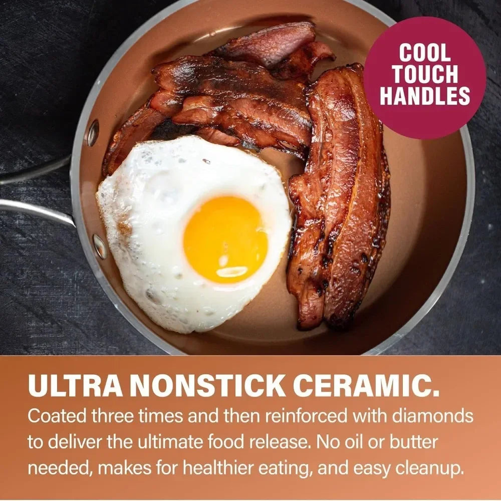 Non Stick Cookware Set, Kitchen Cookware Sets, Ceramic Set with Non Toxic