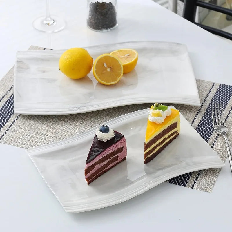 Porcelain Dinnerware Sets, Modern Square Dinner Set Plates and Bowls for Dessert, Salad and Pasta,