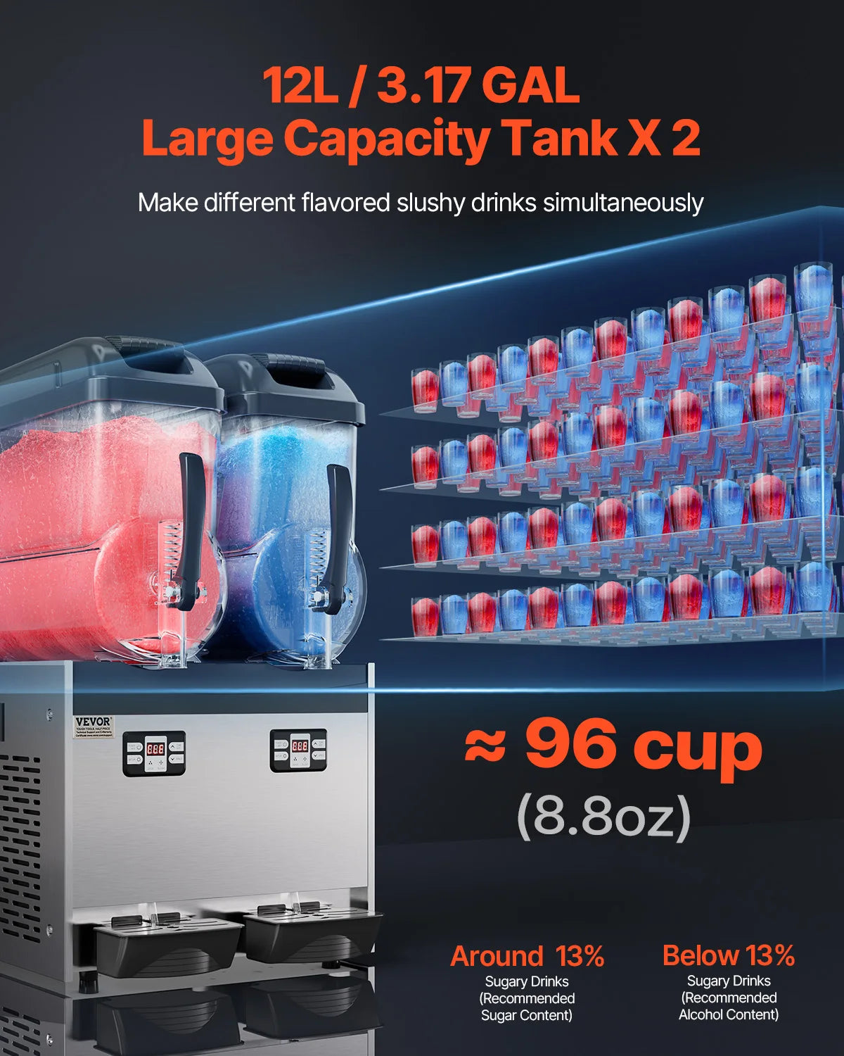 Machine 1-3 Tanks Stainless Steel Margarita Smoothie Frozen Drink Maker for Home Party Restaurants