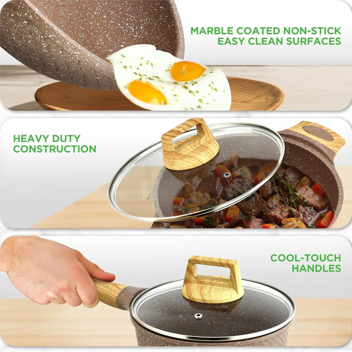 Bakeware Set - Professional Home Kitchen Collection with Multi-Sized Pots
