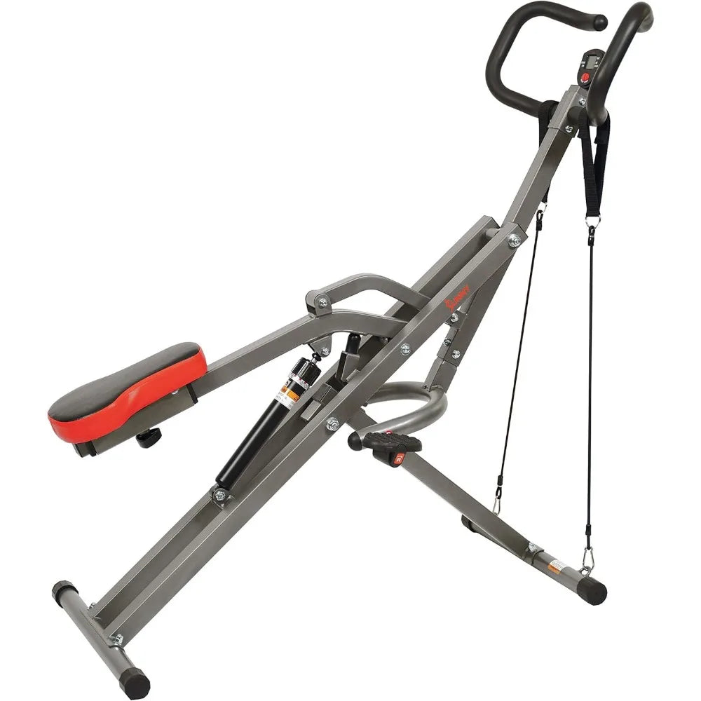Row-N-Ride PRO, Full Body Combo Squat Machine w/Optional Resistance Band, Easy Setup Ab Workout Exercise Equipment