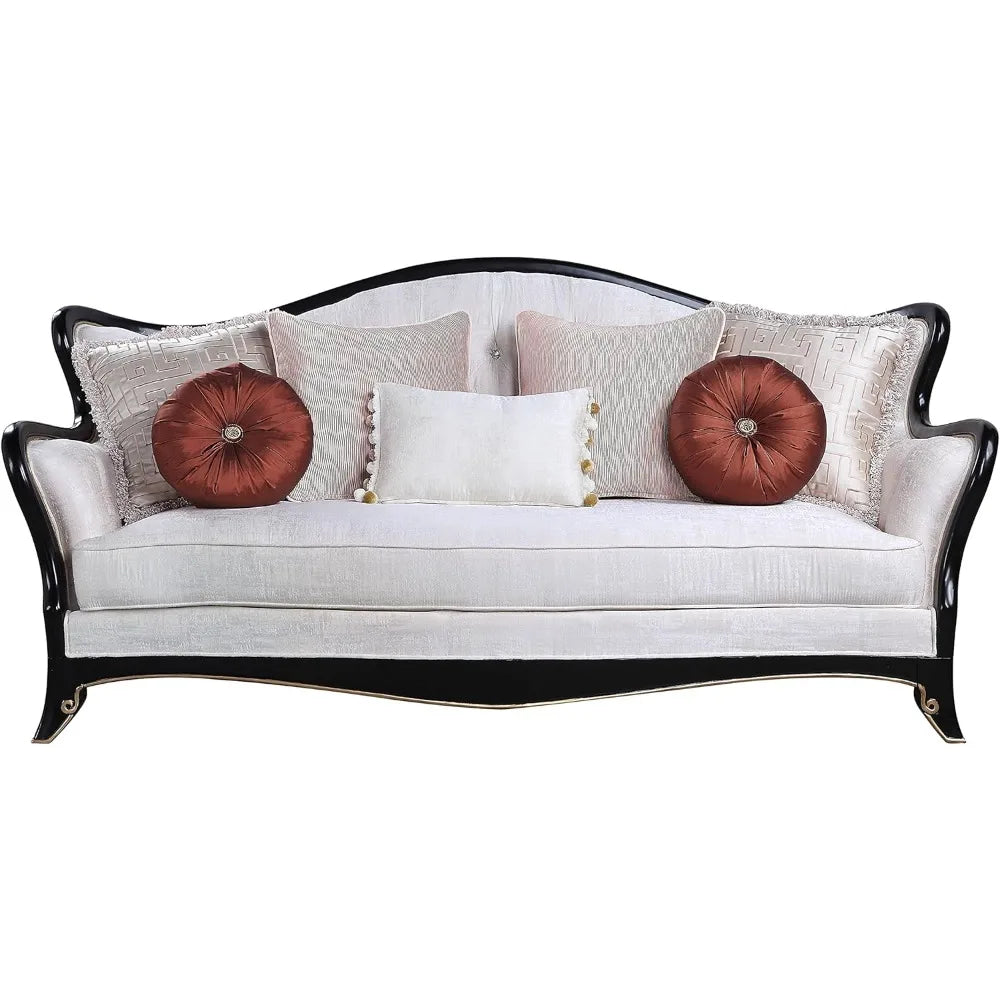 Upholstered Sofa ,Sofa With 7 Pillows In Beige sofa set living room furniture