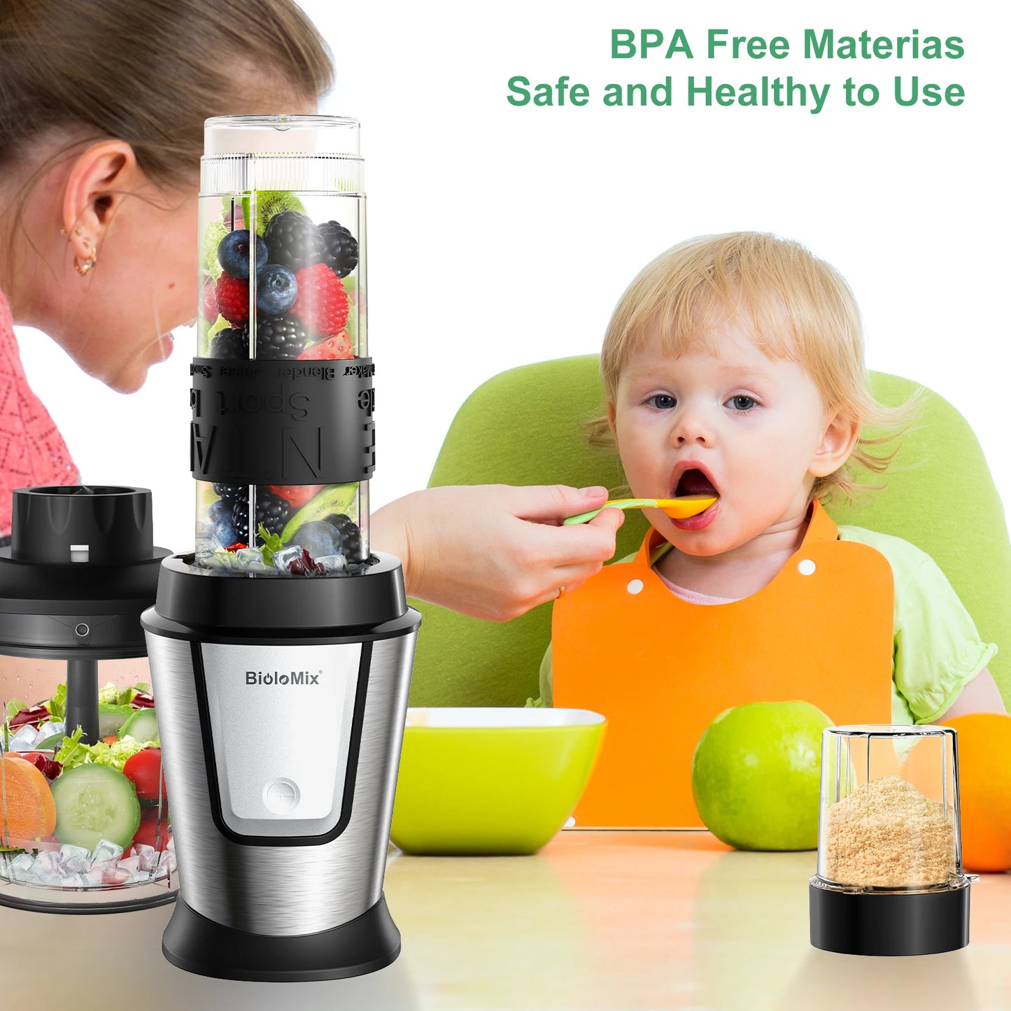 Food Processor 700W Portable Juicer Blender Personal Smoothie Mixer Food Chopper