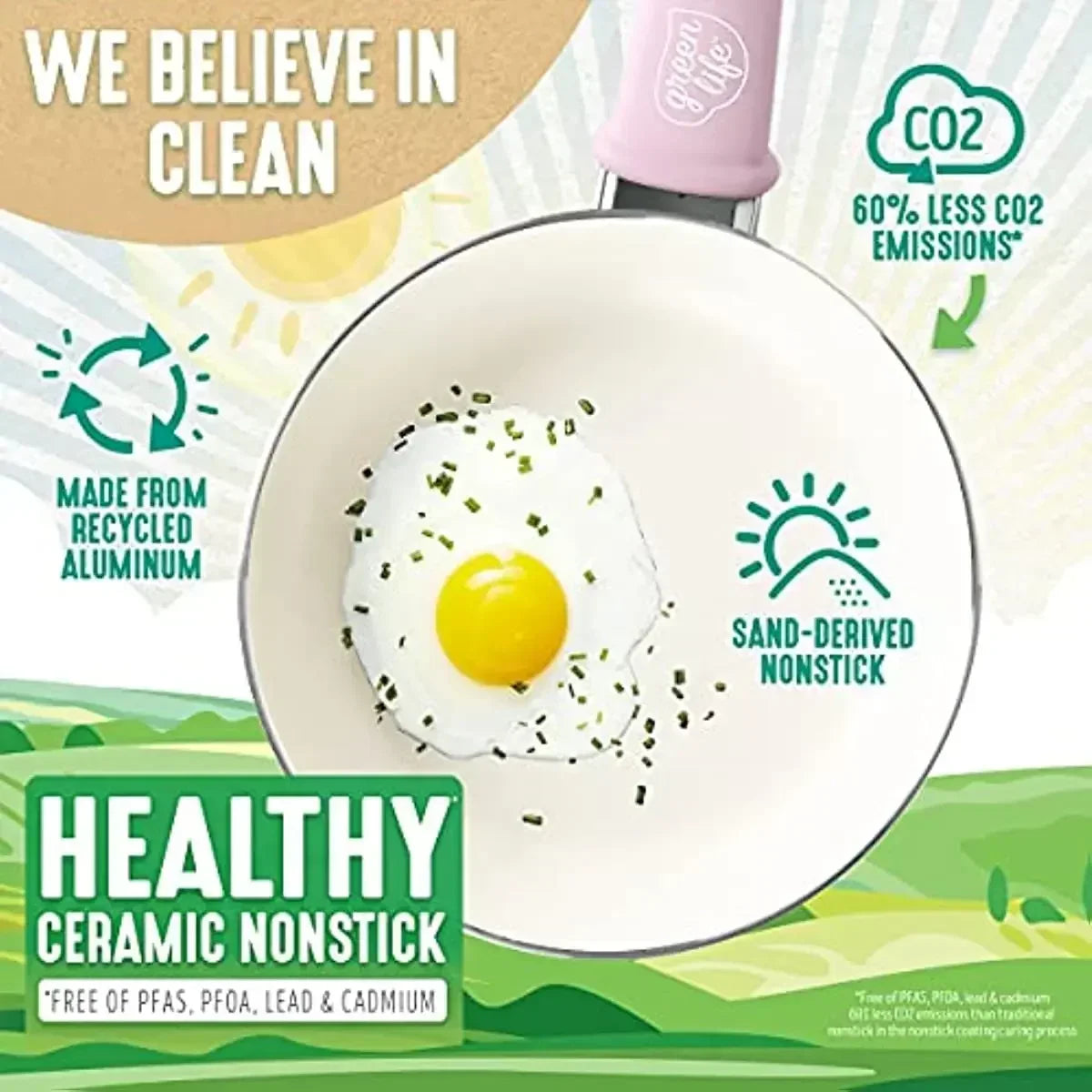 Soft Grip Healthy Ceramic Nonstick, 16 Piece Cookware Pots and Pans Set,