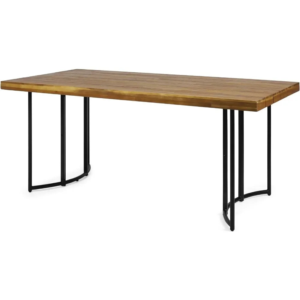 Outdoor Modern Industrial Acacia Wood Dining Table Outdoor Garden Furniture