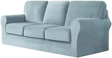 7 Piece Stretch Velvet Ektorp Sofa Covers, for 1 Base Cover, 3 Cushion Couch Cover and 3 Backrest Cover, for Living Room