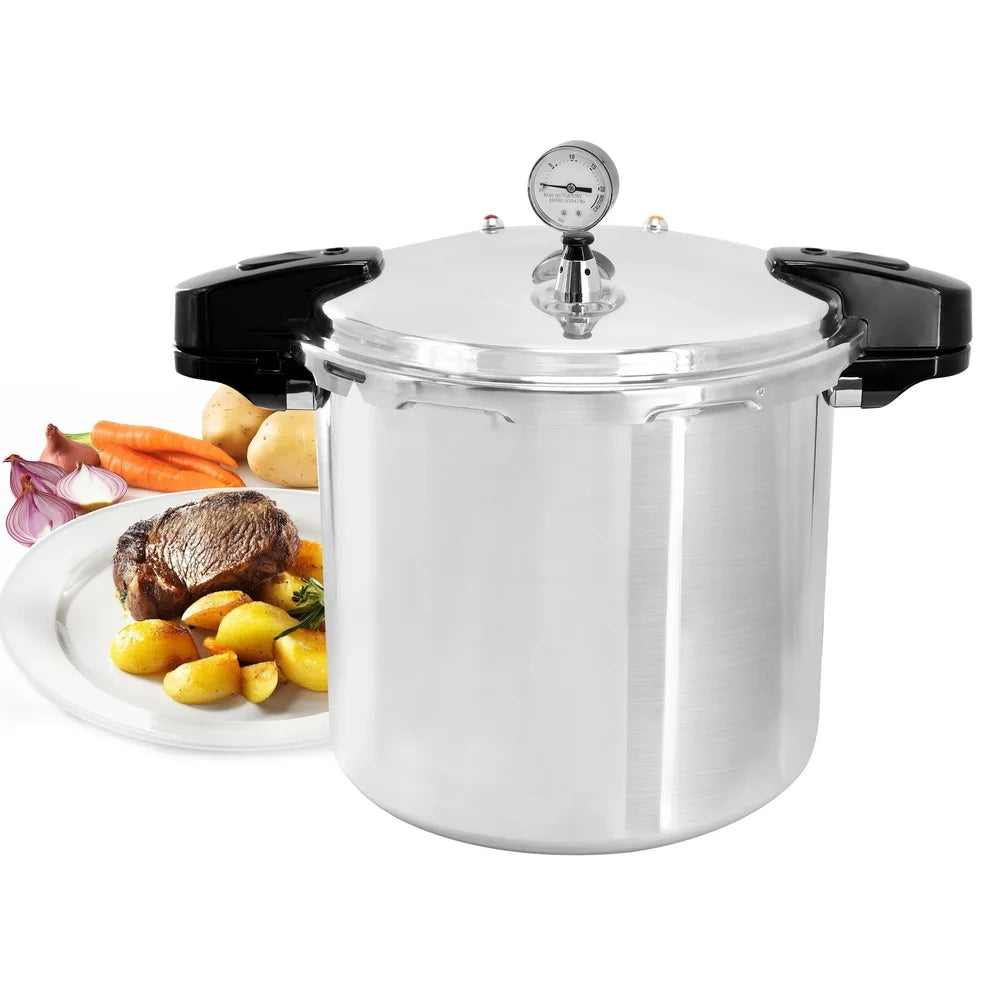 Gas Stove Safe Pressure Gauge Locking Lid Steamer Grid Canning Kitchen