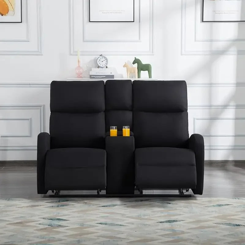 Sofa Set with 2 Recliners,3-Seater Leather Adjustable Loveseat Couch