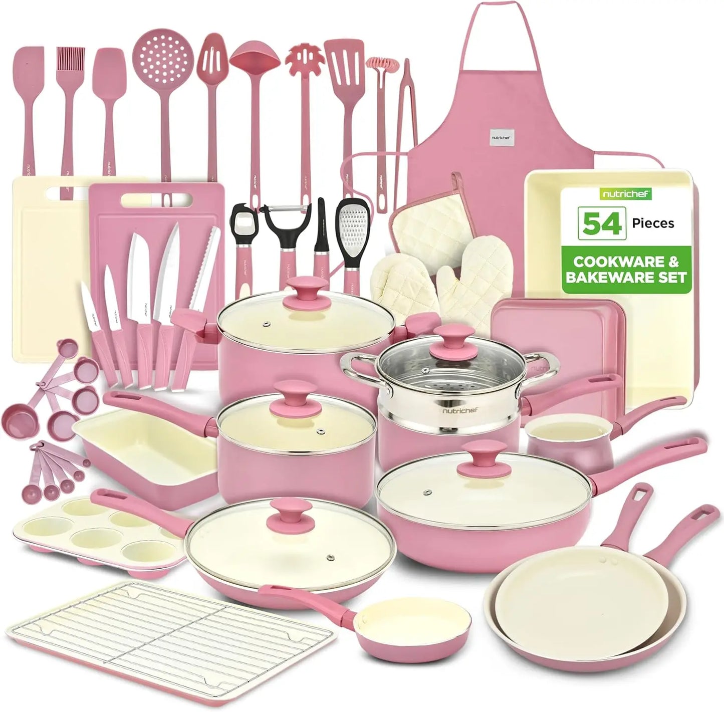 Grade Complete Home Kitchen Cookware Set, Ceramic Non-Stick Bakeware, Pots and Pans Kit,