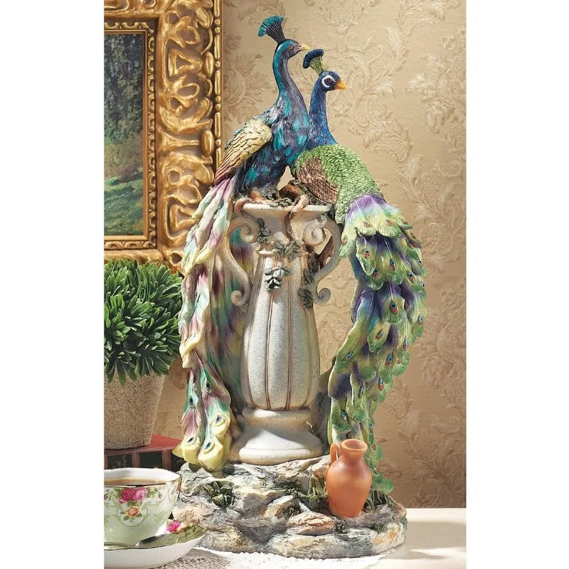 Toscano Peacocks in Paradise Statue Home Decor Living Room Decoration
