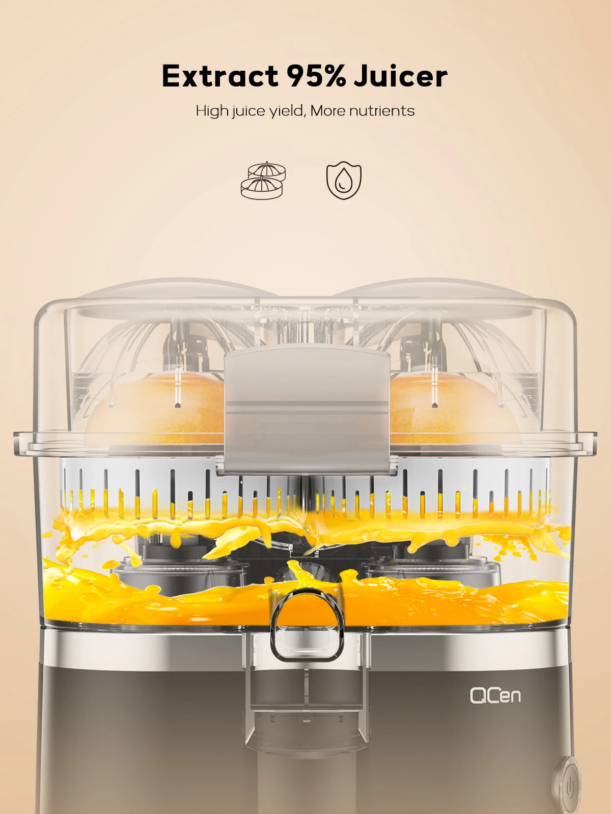 Electric Citrus Juicer, Automatic Dual Orange and Lemon Squeezer with Built-In Citrus Slicer, Easy to Clean,