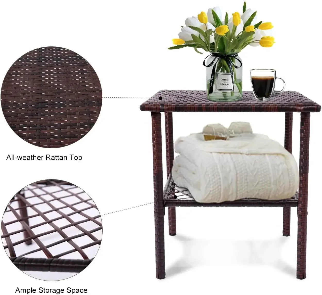 Furniture Set, Outdoor Rocking Chairs Set of 2, Patio Conversation Set with 2 Wicker Chairs with Coffee Table and