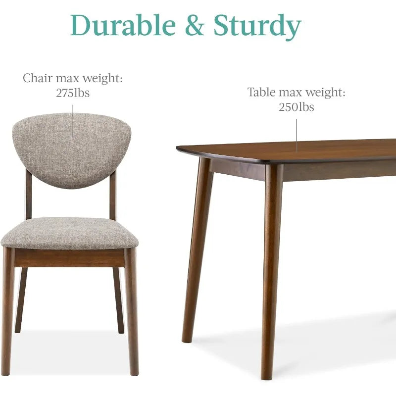 Best Choice Products 5-Piece Dining Set, Compact Mid-Century Modern Table & Chair Set for Home, Apartment w/ 4 Chairs