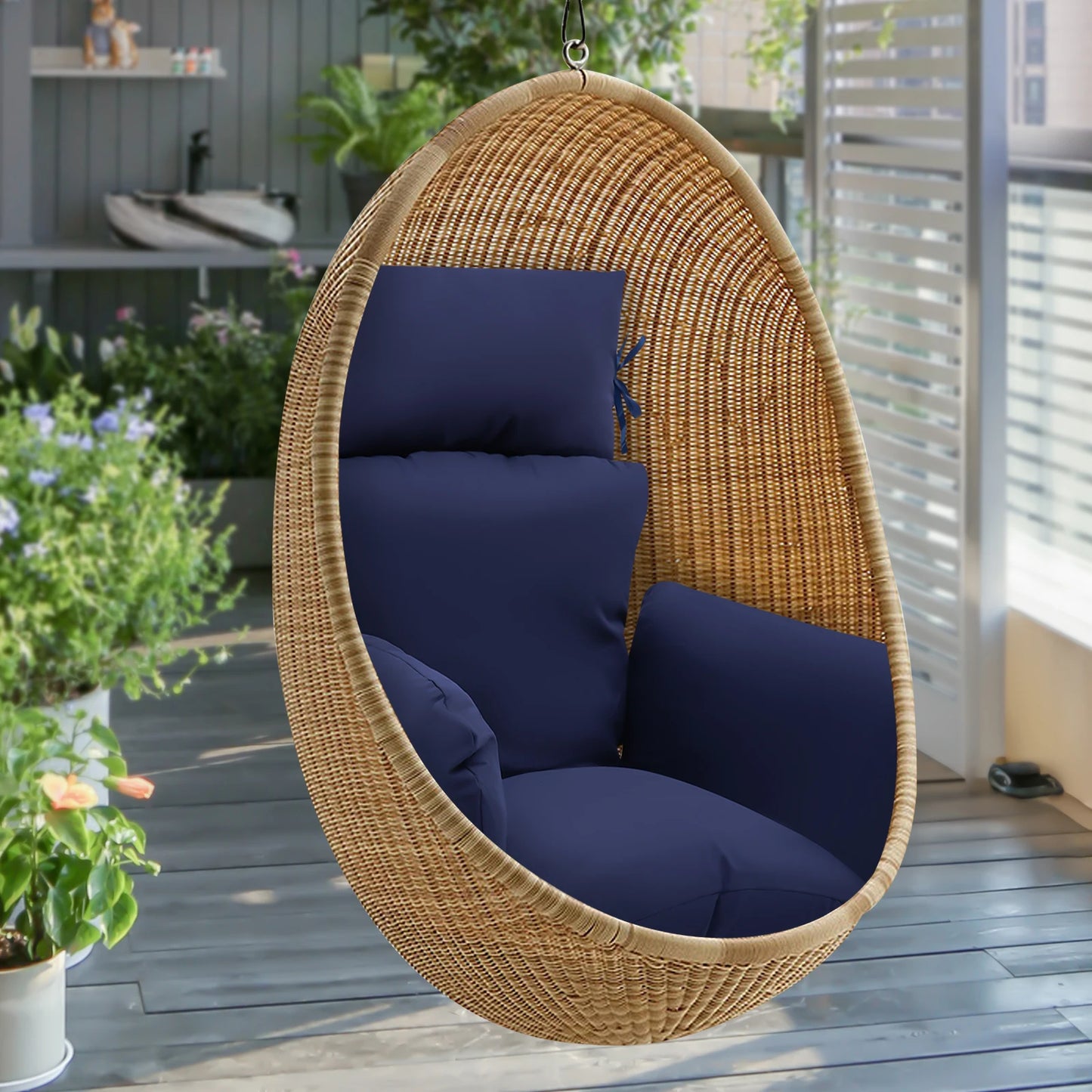 Durable Patio Cushions with High-Density PP Cotton Filling, UV-Resistant Polyester Cover, One-Piece Design with Backrest, Seat,