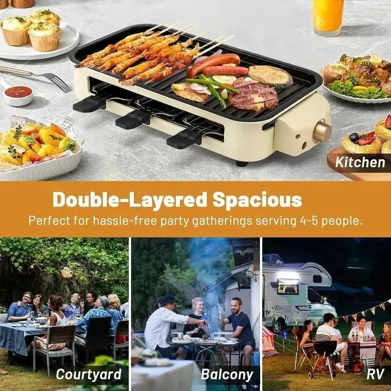 Pokomo Smokeless Indoor Grill Mother's Day, Non-Stick Cooking Removable Plate,