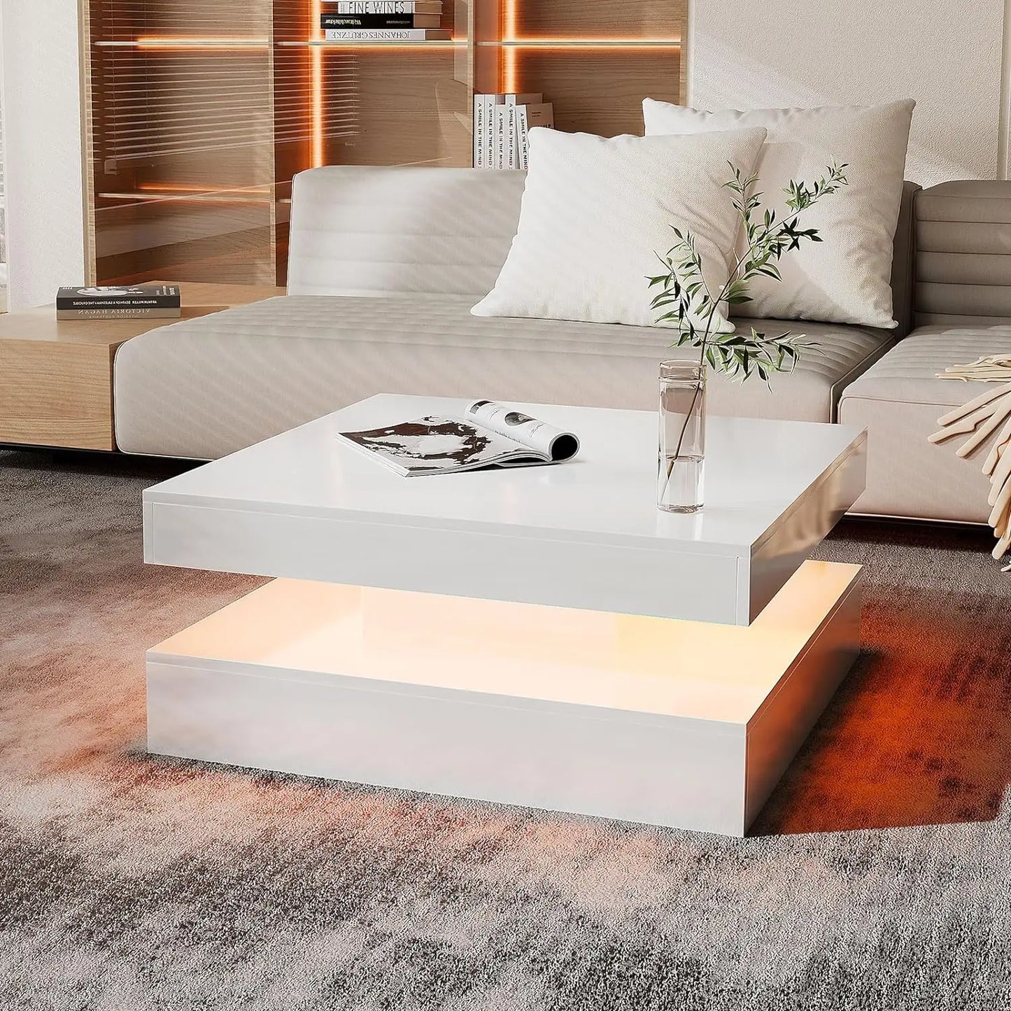 Black LED Coffee Table for Living Room Restaurant Tables Cocktail Tea Table for Home Office