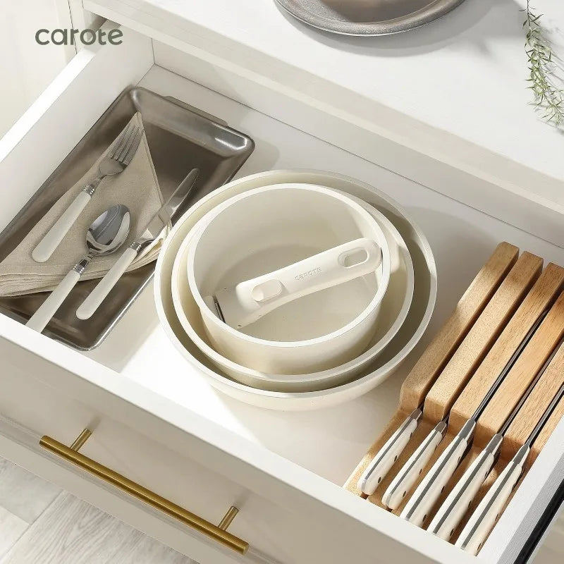 CAROTE Pots and Pans Set Non Stick, 15pcs Cookware Sets, Kitchen Set, Oven/Dishwashe