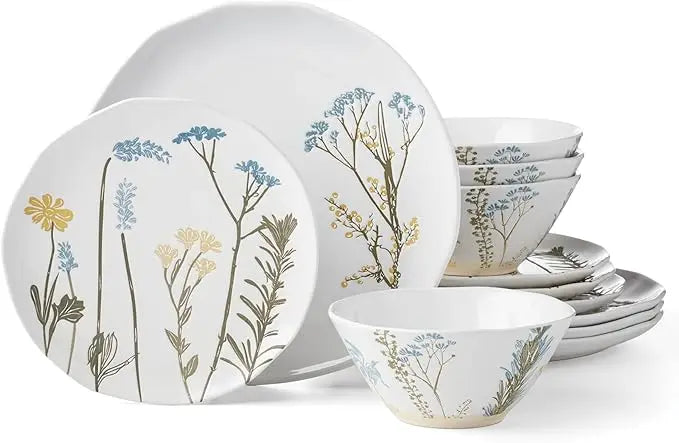 Lenox Wildflowers Piece Dinnerware Set, 12 Count, White