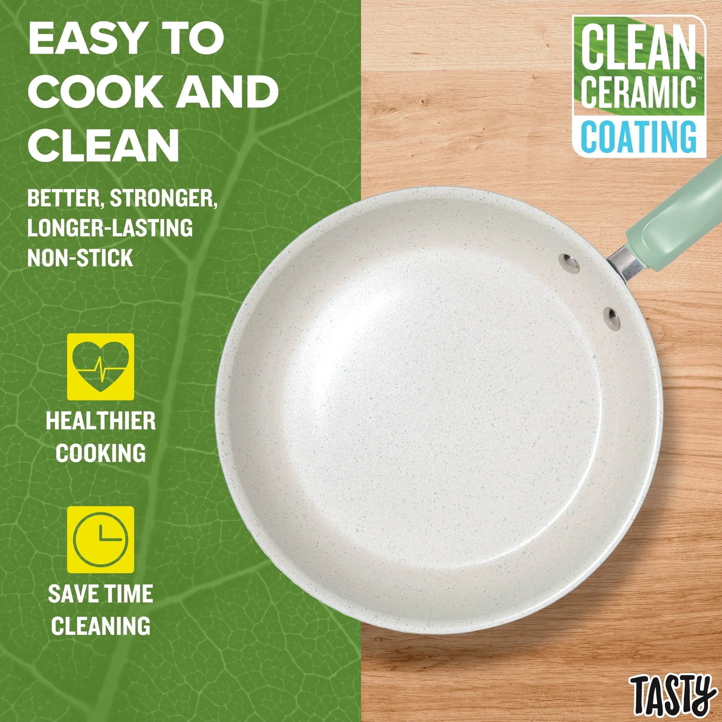 Clean Ceramic 16 Piece Non-Stick Aluminum Cookware Set, Sage Green, non stick cooking pot set