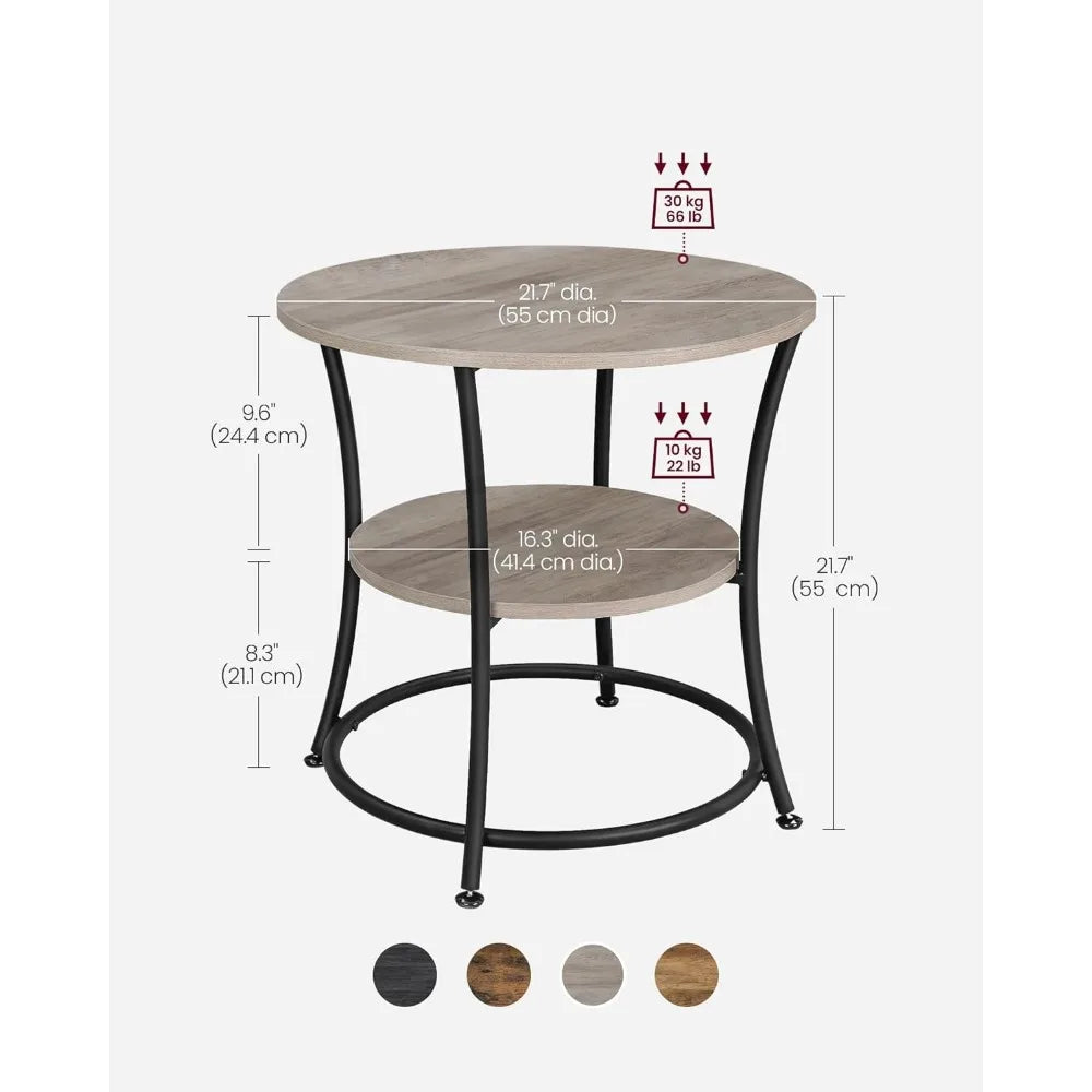 Table with 2 Shelves for Living Room, Bedroom, Nightstand Spaces, Outdoor Coffee Table