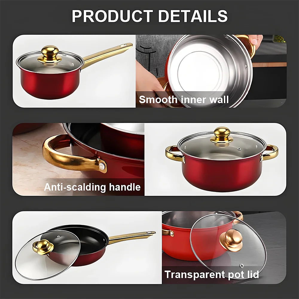Cookware Set Non-Stick Pan Stock Soup Pots Casseroles Cooking Pot Kitchen Utensils Cooking Tool