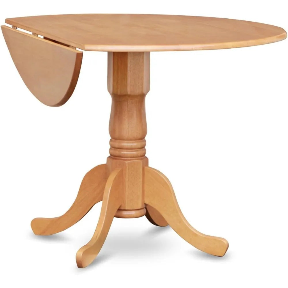 East West Furniture Dublin 5 Piece Modern Set Includes a Round Wooden Table with Dropleaf and 4 Dining Room Chair