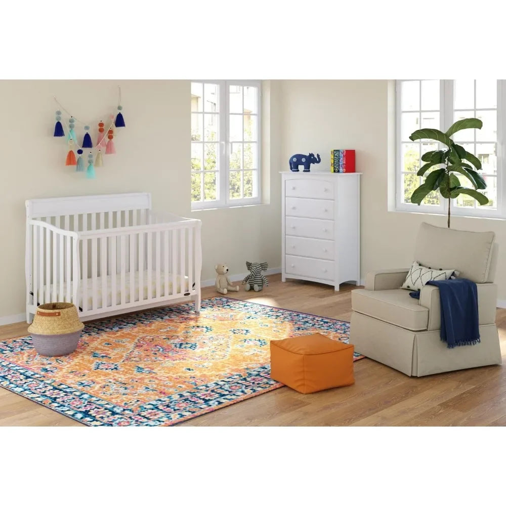 5 Drawer Dresser (White) for Bedroom,Nursery Dresser Organizer,Chest of Drawers with 5 Drawers,Universal Design for Bedroom
