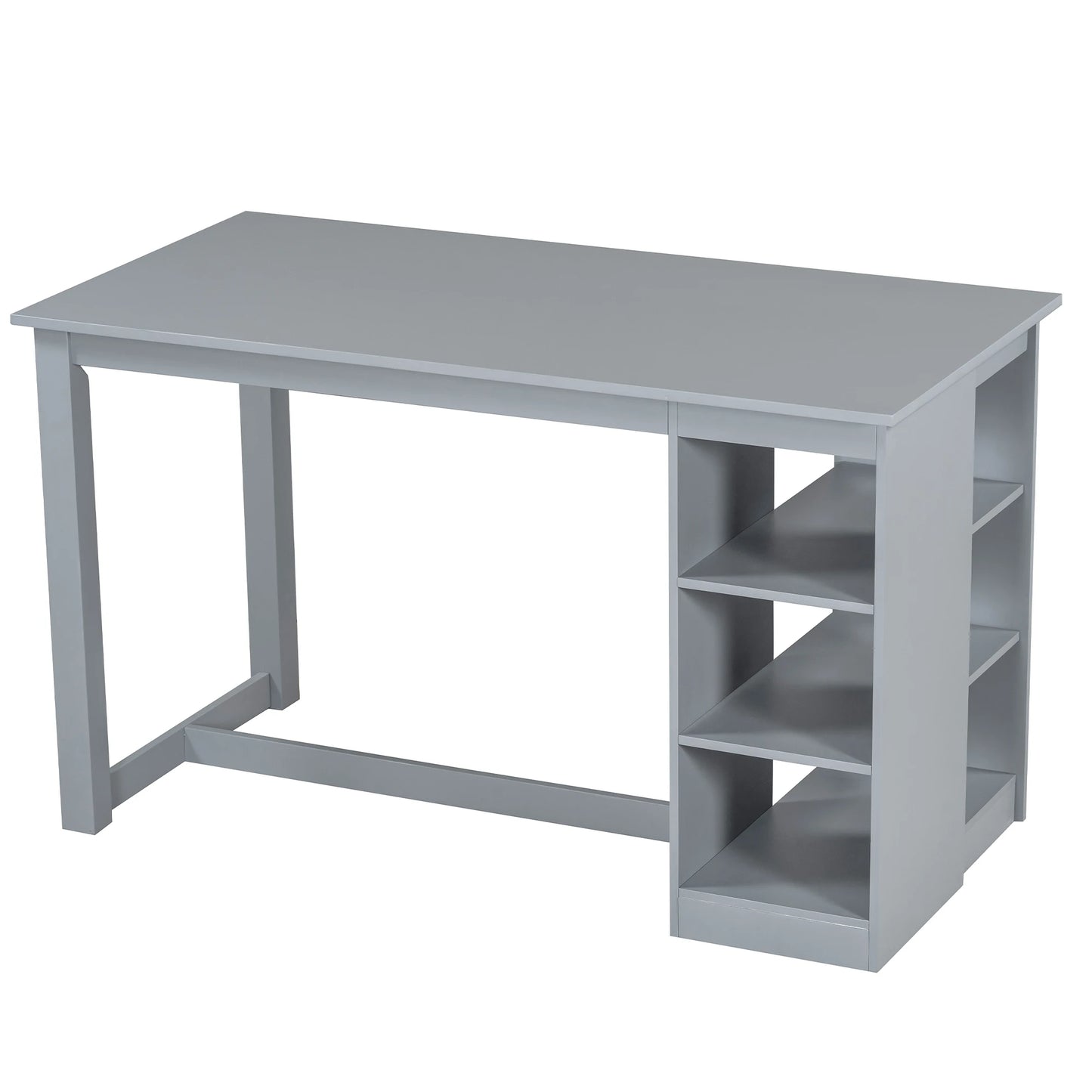 Wood Farmhouse Counter Height Dining Table Set with 3-Tier Storage Shelves,