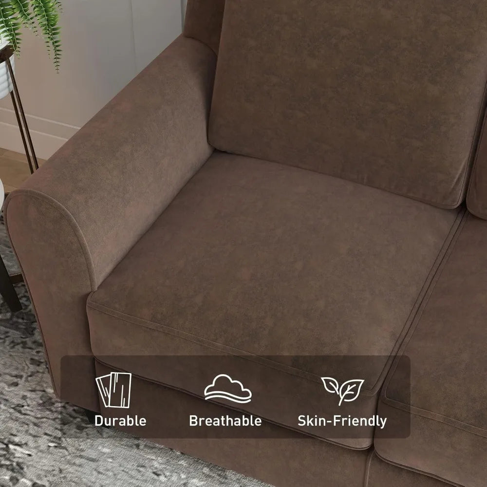 2 Piece Sofa Set, 2-Seater and 3-Seater Couch and 74 inch Couch, Modern Comfy Sofas with Thicked Cushion