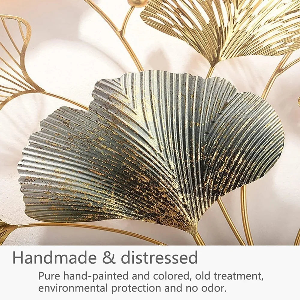 Bedroom Wall Decoration for Home Handmade Ginkgo Biloba Metal Wall Hanging Sculpture Study Modern Home Decor Office Art Crafts