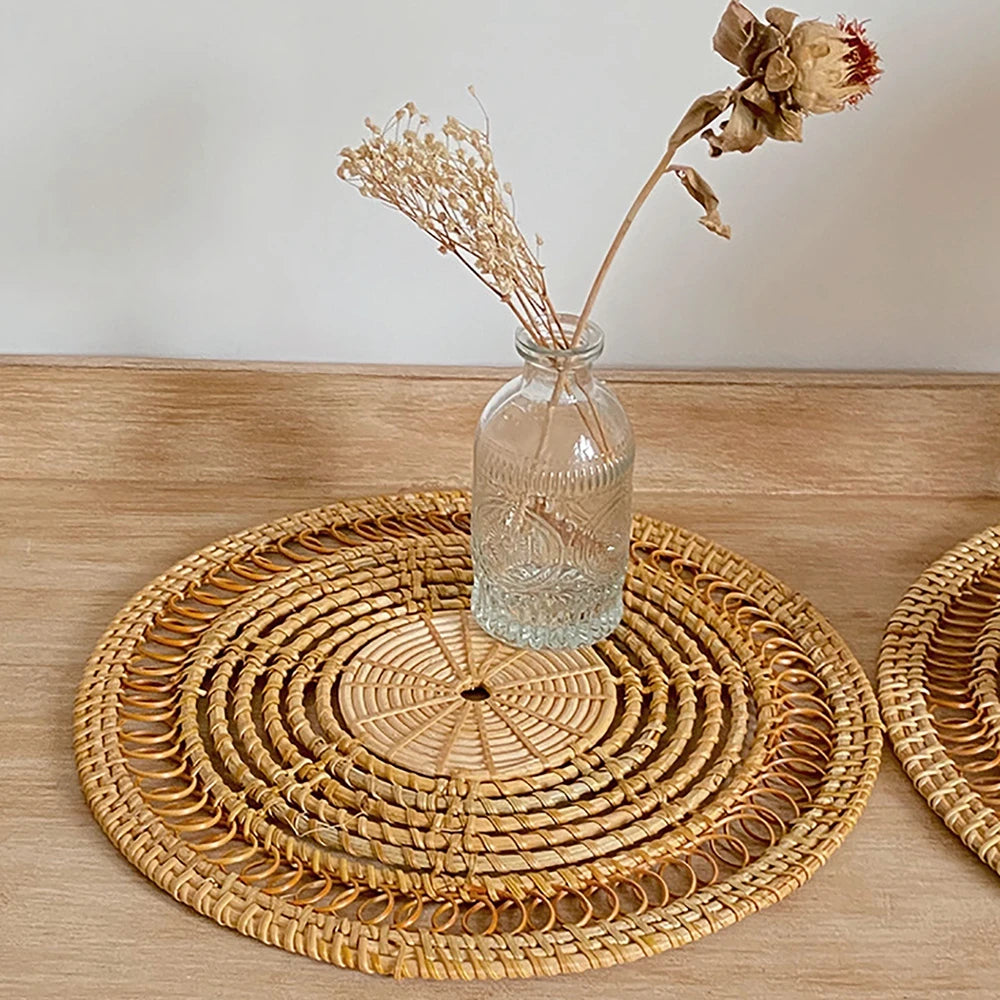Basket Decoration Boho Rattan Crafts Wall Hanging Natural Living Room