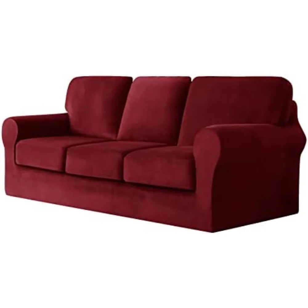 7 Piece Stretch Velvet Ektorp Sofa Covers, for 1 Base Cover, 3 Cushion Couch Cover and 3 Backrest Cover, for Living Room