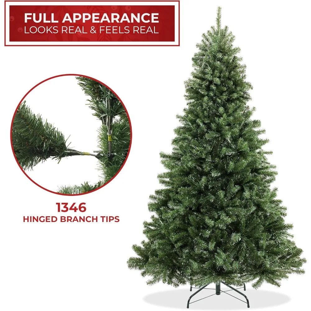 Realistic Green Spruce Artificial Holiday Christmas Tree with Sturdy Metal Stand