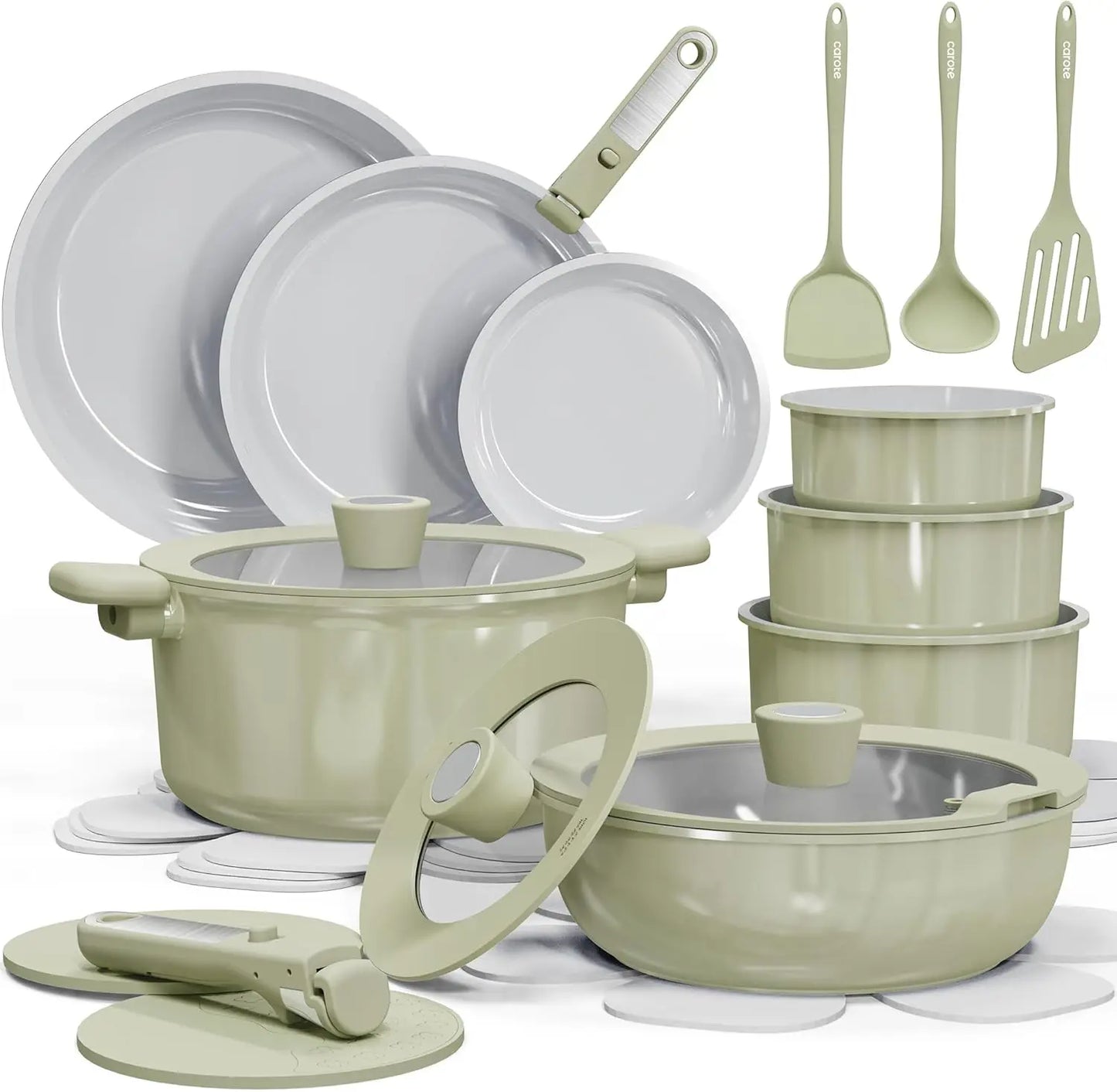 25pcs Ceramic Cookware Set Nonstick, Pots and Pans Set Non stick,