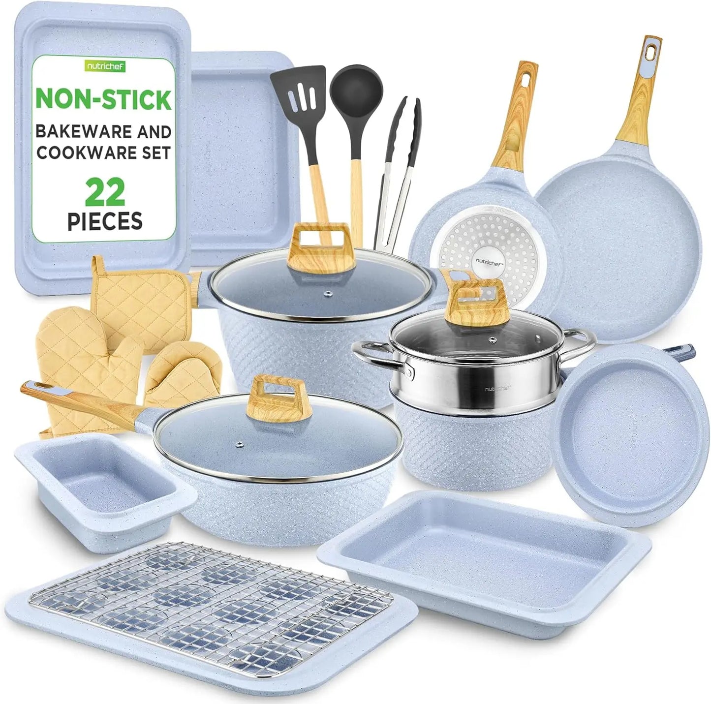 Bakeware Set - Professional Home Kitchen Collection with Multi-Sized Pots