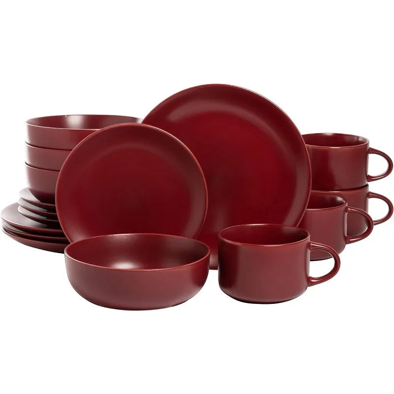 Wazee Matte Coupe Dinnerware Set, 16 pc, Midnight Blue