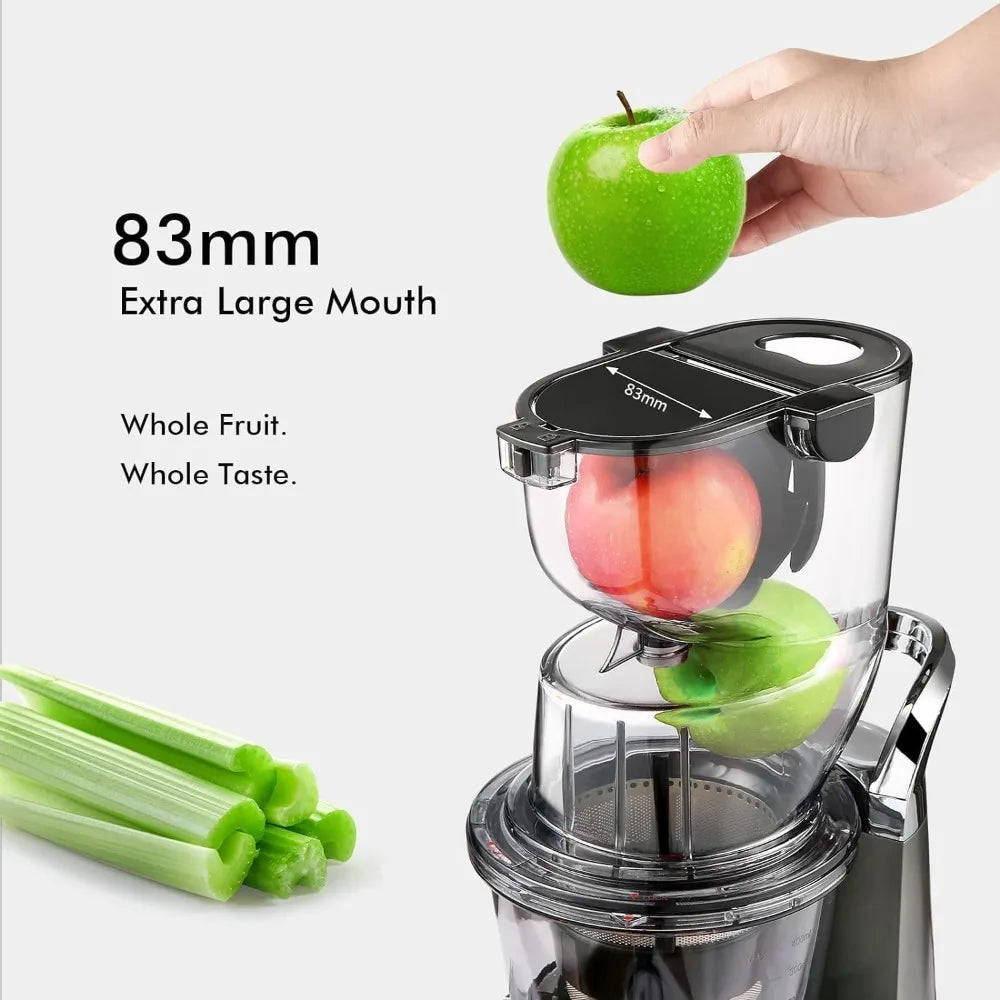 Cold Press Juicer Machines, Big Mouth 83mm Opening Whole Slow Masticating Juicer, Easy-Clean Juice Extractor Maker