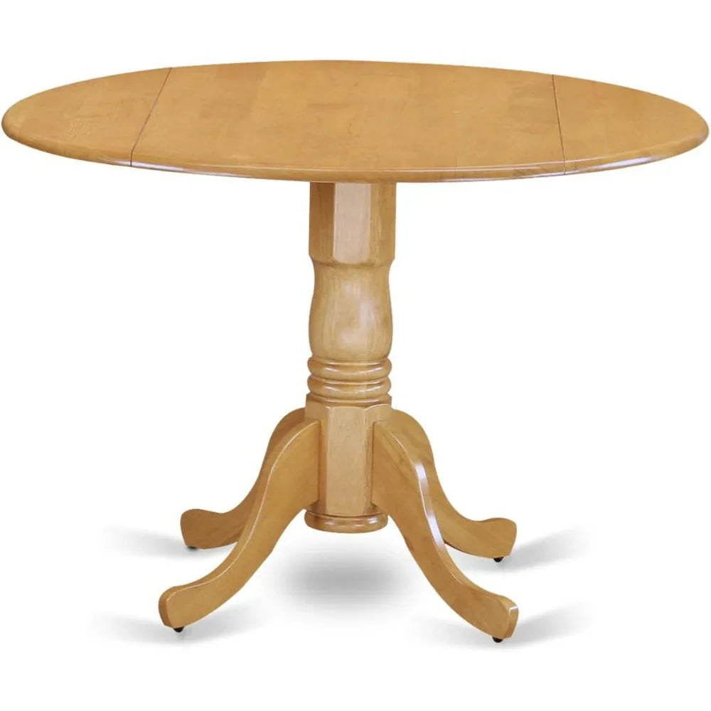 East West Furniture Dublin 5 Piece Modern Set Includes a Round Wooden Table with Dropleaf and 4 Dining Room Chair