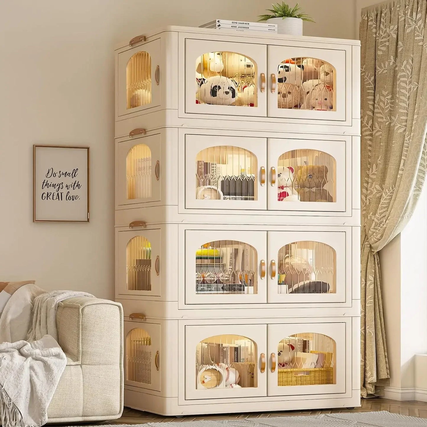 Storage Bins with Lids, Large Stackable Bins with Wheels and Doors, Storage