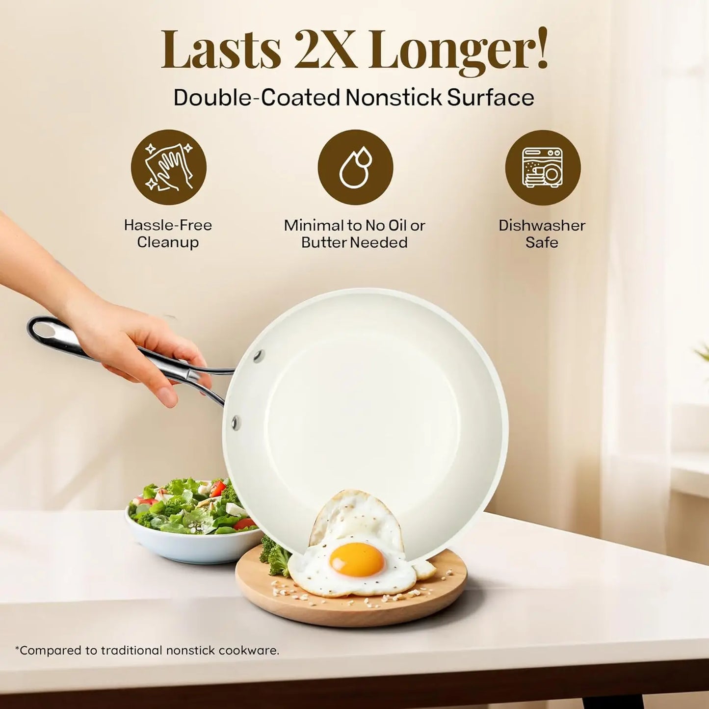 Ceramic Cookware Set Nonstick, Pots and Pans Set Non Stick for Kitchen with Frying Pan, Sauce Pan
