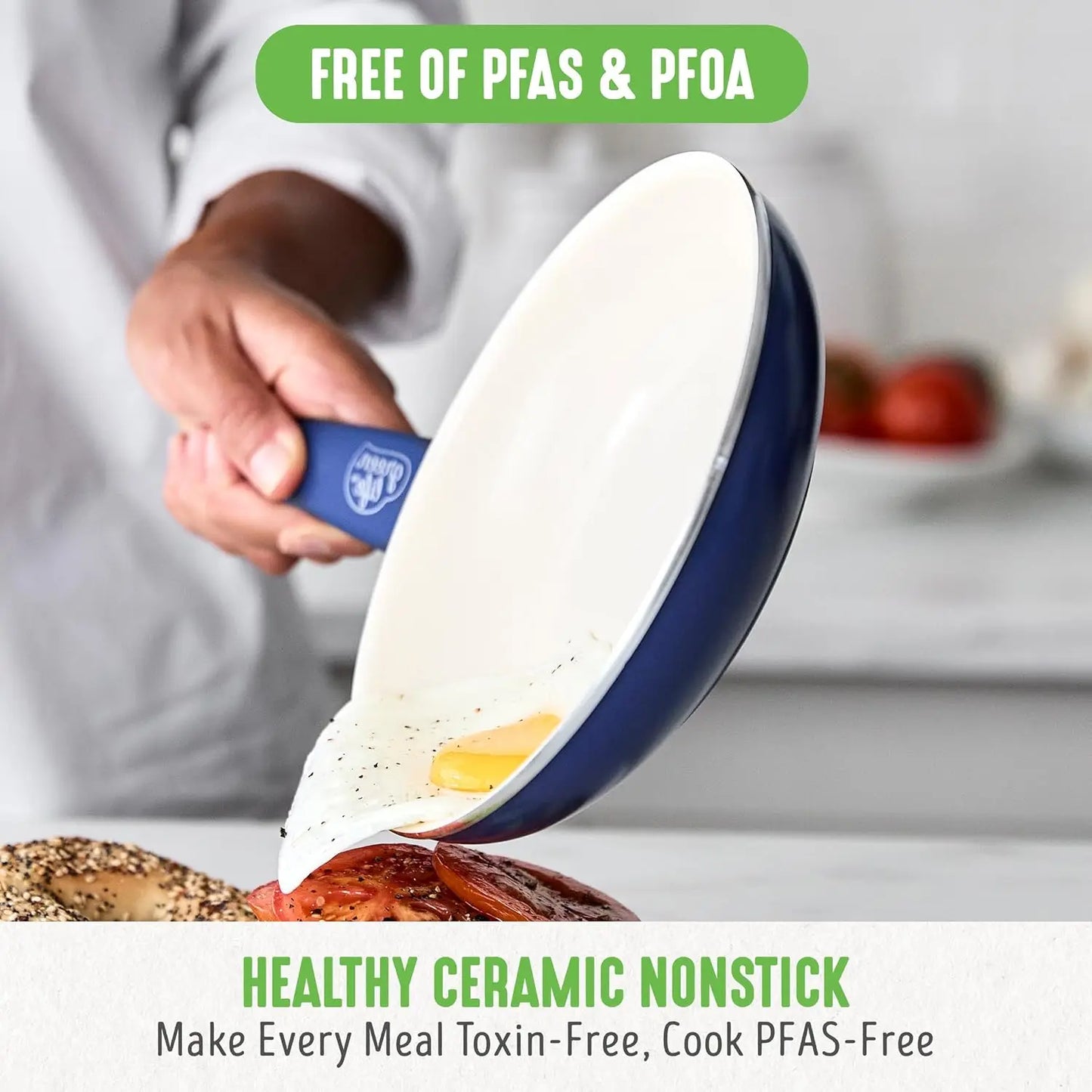 23 Piece Kitchen Cookware Pots and Frying Saucepans Set, Healthy Ceramic Nonstick PFAS and PFOA-Free, Dishwasher