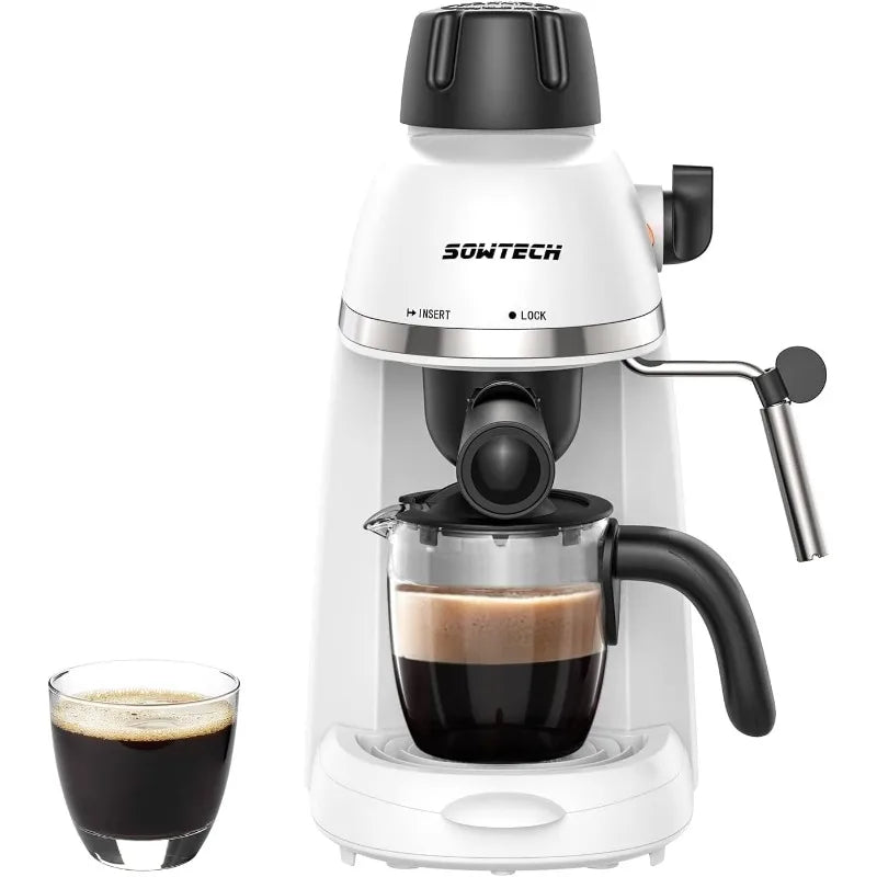 Espresso Coffee Machine Cappuccino Latte Maker 3.5 Bar 1-4 Cup with Steam Milk Frother