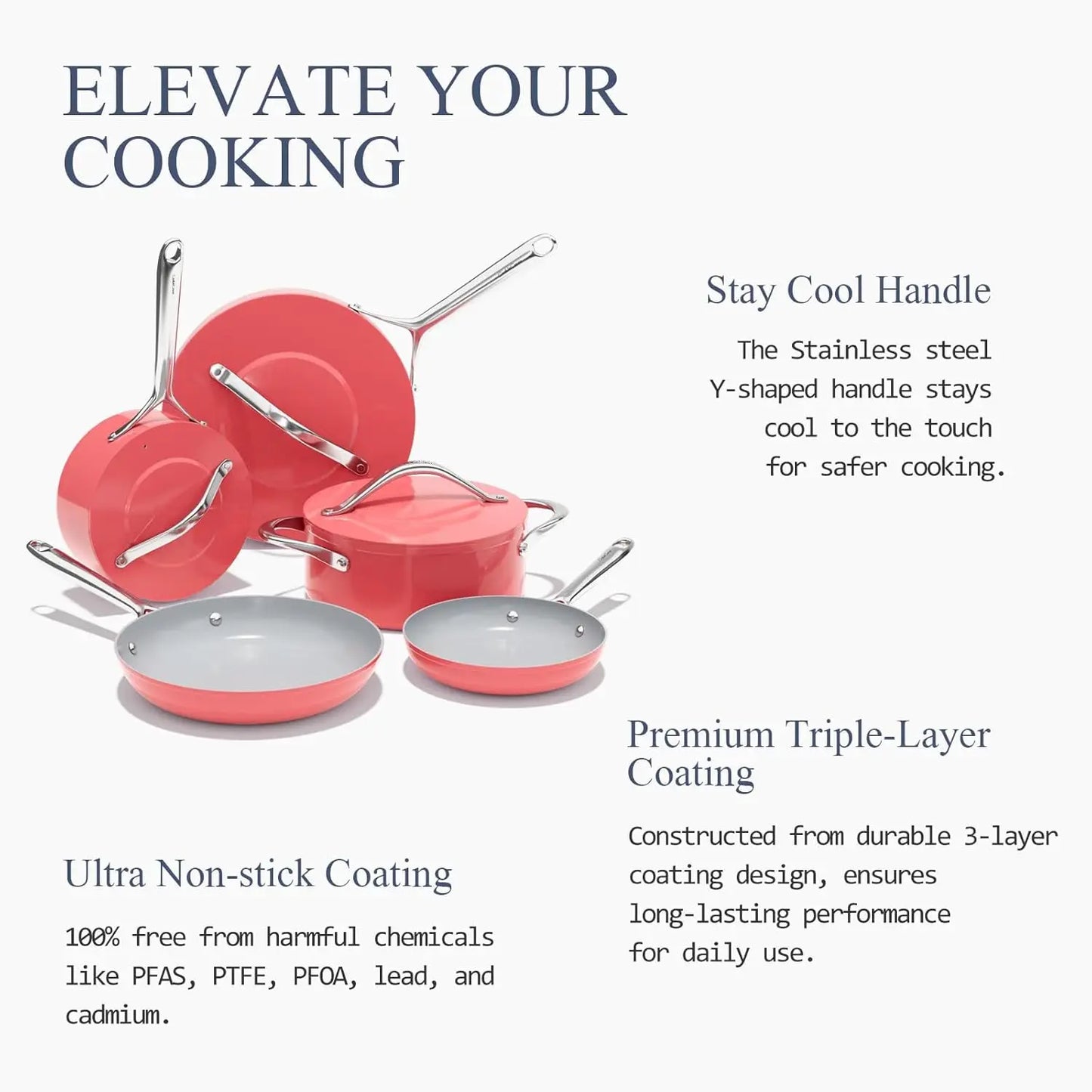 Ceramic Cookware Set Nonstick Pots and Pans Set 8-Piece - Cookware,