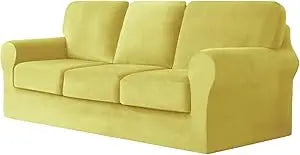 7 Piece Stretch Velvet Ektorp Sofa Covers, for 1 Base Cover, 3 Cushion Couch Cover and 3 Backrest Cover, for Living Room