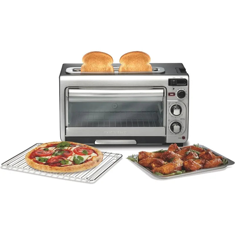 Toaster Oven and Long Slot 2 Slice Toaster, 60 Minute Timer and Automatic Shut Off