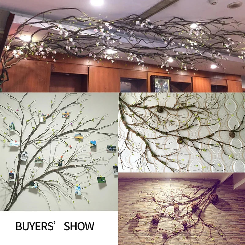 Plastic Branches Liana Fake Tree Twig Wall Hanging Kudo Artificial Plants Vine Home Garden Decoration