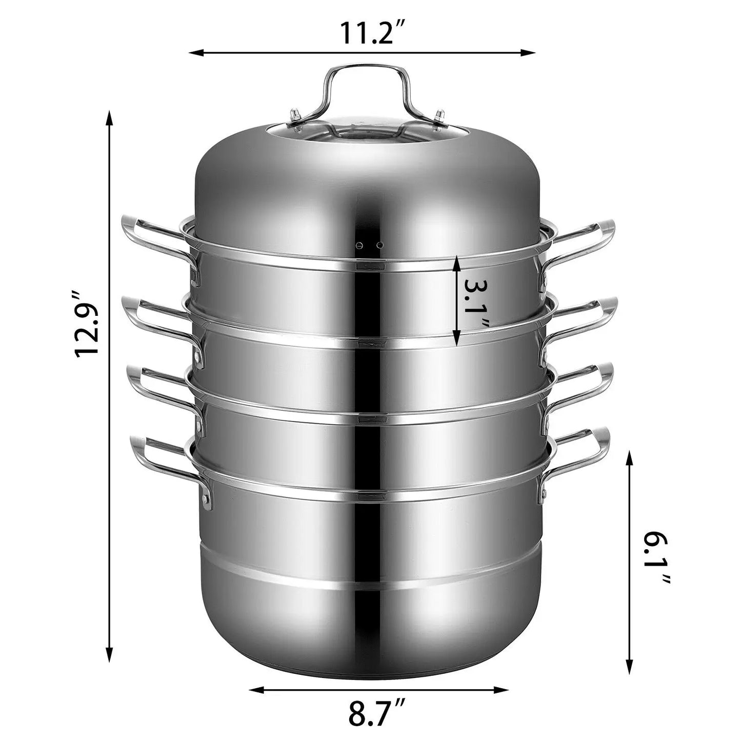 VEVOR 5 Layer Food Steamer 28cm 30cm Stainless Steel Stock Pot