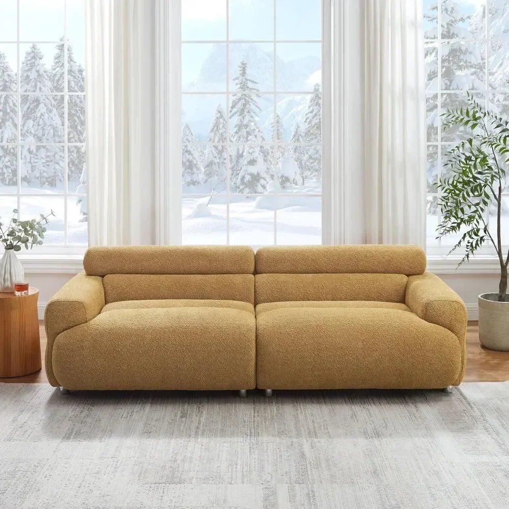 Cloud Loveseat Sofa Couch, Comfy Upholstered Deep Seat Boucle Sofa, Mid Century Modern Couch for Living Room