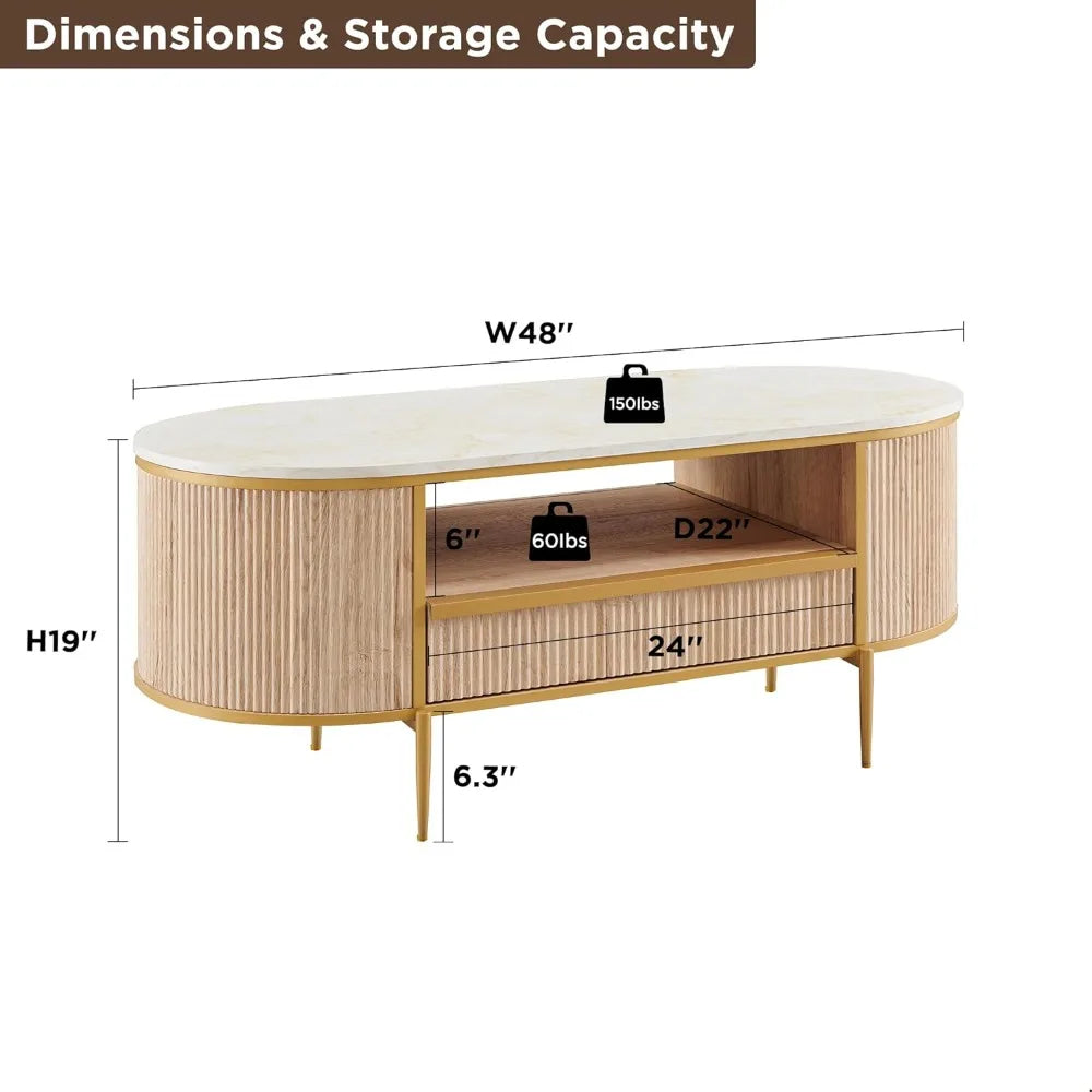 Modern Luxury Fluted Coffee Table,